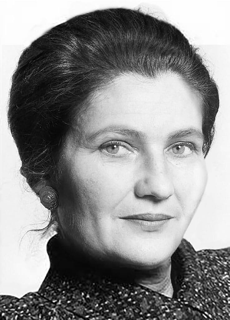 Photo en noir et blanc de Simone Veil pour rappeler son la loi relatif à l'avortement voté à sa demande